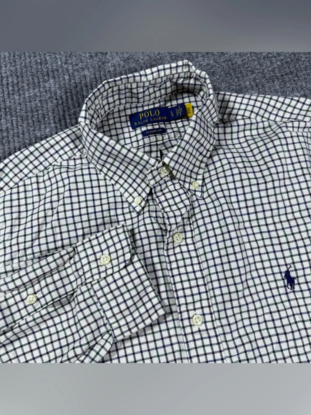 Polo Ralph Lauren Shirt Men’s L Classic Fit Button Down Cotton Plaid Tattersall